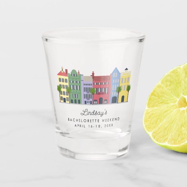 Charleston Rainbow Row Shot Glass Schnapsglas (Vorderseite)