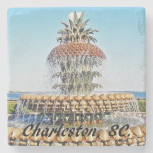 Charleston, Sc-Ananas-Brunnen, MarmorUntersetzer Steinuntersetzer