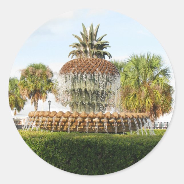 Charleston SC Ananas Fountain, Waterfront Park Runder Aufkleber (Vorderseite)