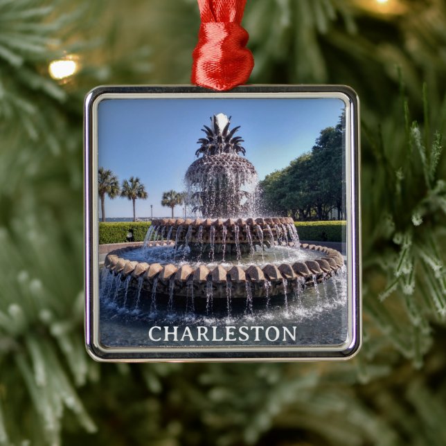 Charleston SC Ananas Fountain Weihnachten Ornament Aus Metall (Baum)