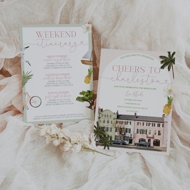 Charleston SC Bachelorette Invitation & Itinéraire (Créateur téléchargé)