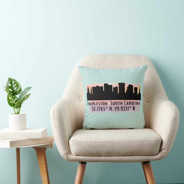 Charleston SC City Skyline Kissen (Stuhl )