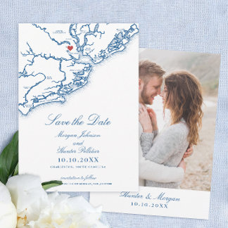 Charleston SC Elegant Navy Blue Wedding Save The Date