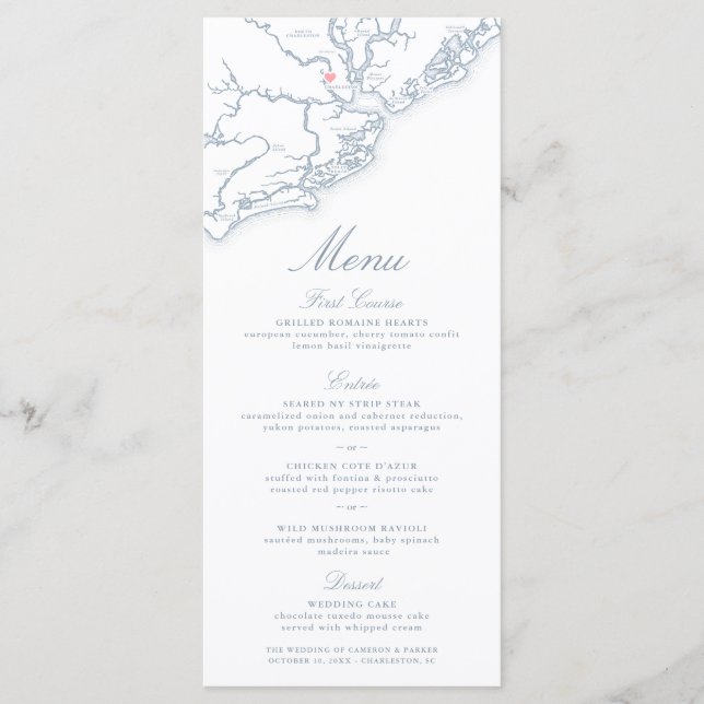Charleston SC Karte Elegant Dusty Blue Wedding (Vorderseite)