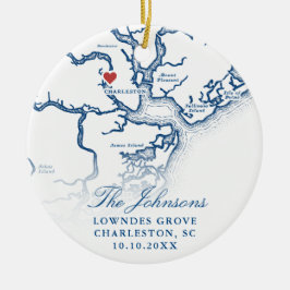 Charleston SC Map Hochzeitssommer Foto Weihnachten Keramik Ornament