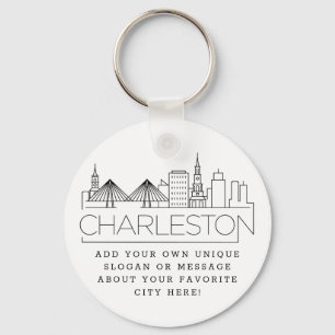 Charleston, SC Stylized Skyline Benutzerdefiniert Schlüsselanhänger