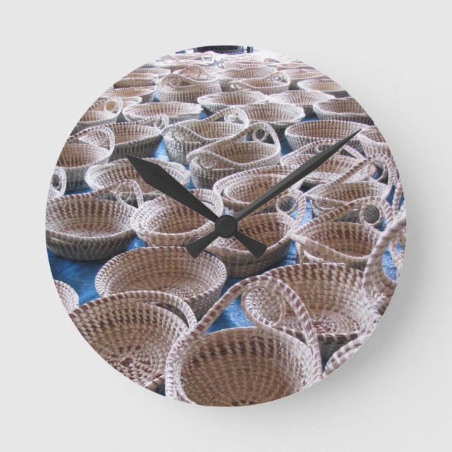 Charleston SC Sweetgrass Baskets Clock Runde Wanduhr (Vorderseite)