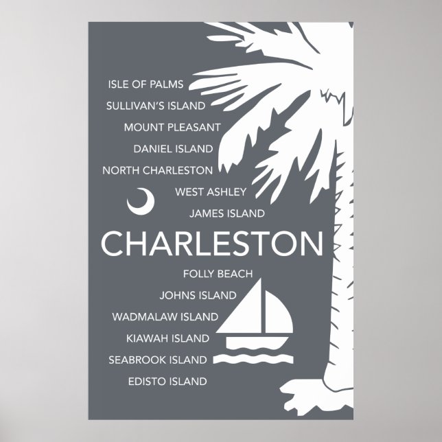 Charleston SC Towns - Charcoal Poster (Vorne)