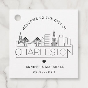 Charleston Skyline Hochzeit Begrüßung Geschenkanhänger