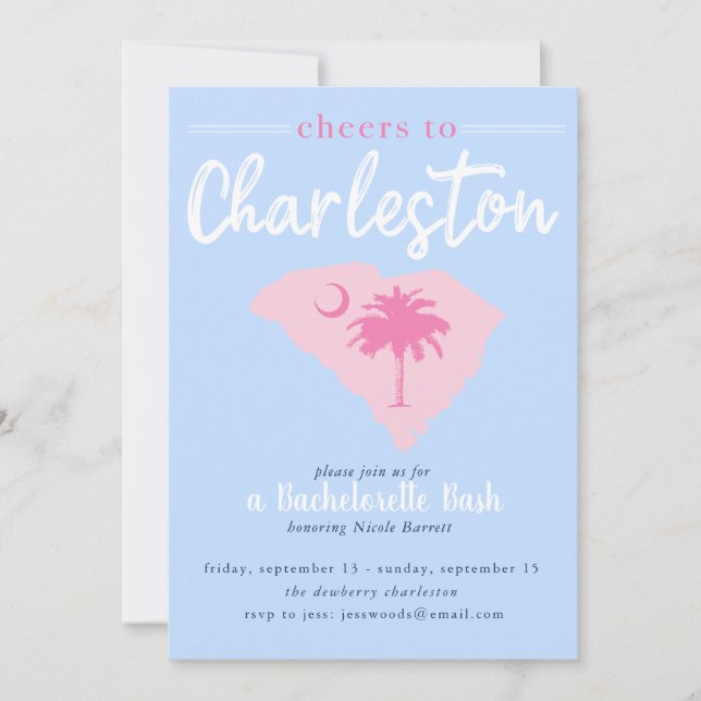 Charleston South Carolina Bachelorette Einladung (Vorderseite)