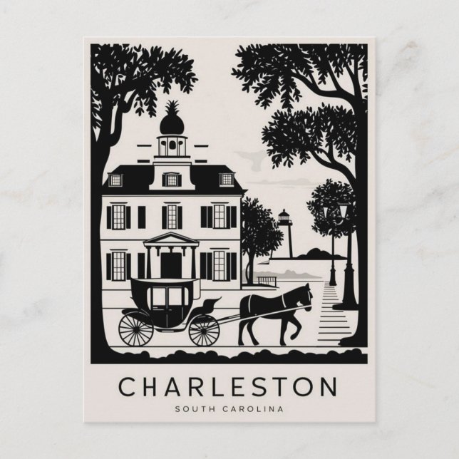 Charleston, South Carolina Black & White Postkarte (Vorderseite)
