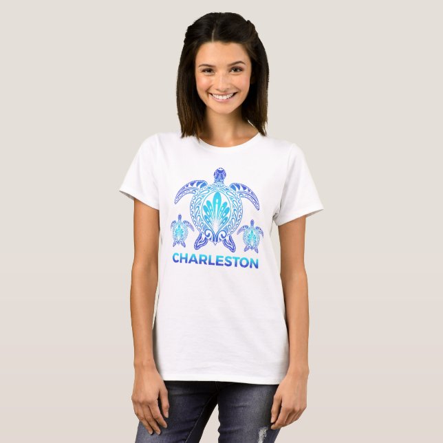 Charleston South Carolina Blue Turtle Souvenirs T-Shirt (Vorne ganz)