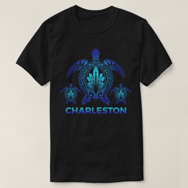 Charleston South Carolina Blue Turtle Souvenirs T-Shirt (Design vorne)