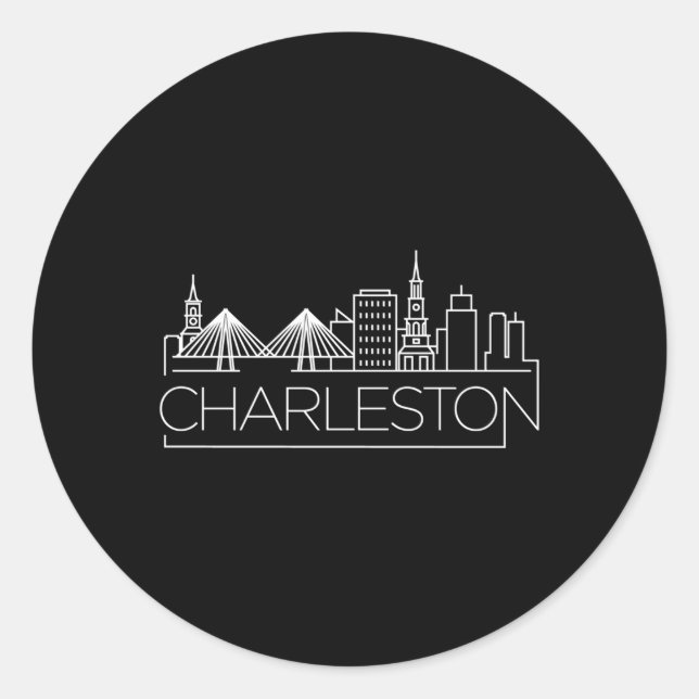 Charleston South Carolina City Skyline for and Runder Aufkleber (Vorderseite)