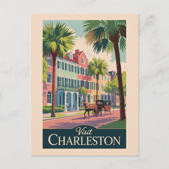 Charleston South Carolina Illustration Reisen Postkarte (Vorderseite)