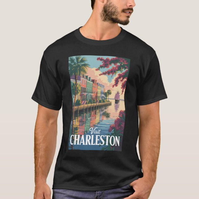 Charleston South Carolina Illustration T-Shirt (Vorderseite)