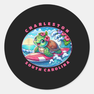 Charleston South Carolina Mädchen süß Surfen Meere Runder Aufkleber