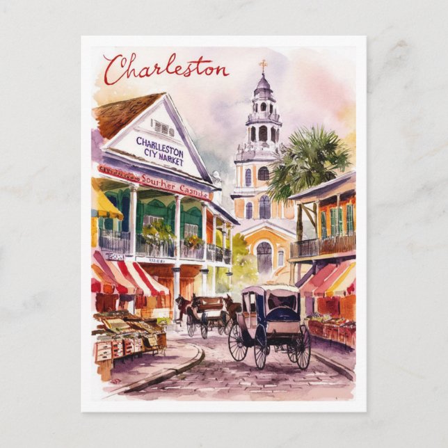 Charleston, South Carolina Market Malerei Postkarte (Vorderseite)