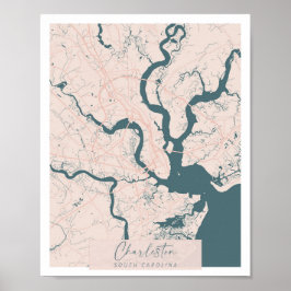 Charleston South Carolina Pink und Blue Niedlich Poster