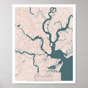 Charleston South Carolina Pink und Blue Niedlich Poster