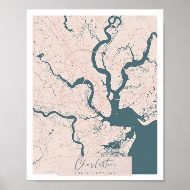 Charleston South Carolina Pink und Blue Niedlich Poster (Vorne)