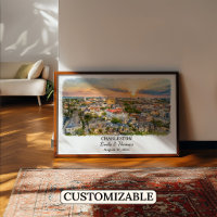 Charleston South Carolina Poster, Aquarell