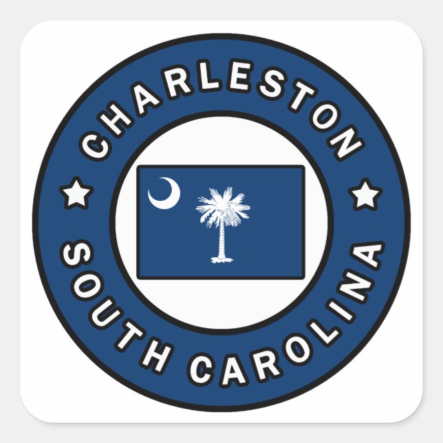 Charleston South Carolina Quadratischer Aufkleber (Vorderseite)