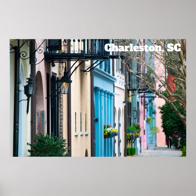 Charleston South Carolina Rainbow Row Houses Poster (Vorne)