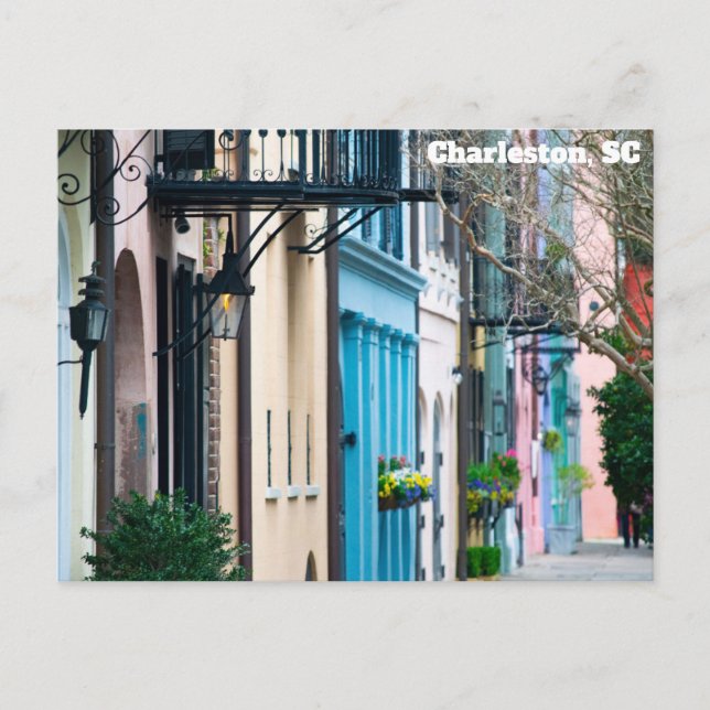 Charleston South Carolina Rainbow Row Houses Postkarte (Vorderseite)