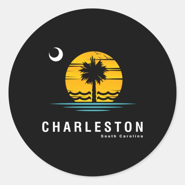 Charleston South Carolina Sc Palmetto Moon Runder Aufkleber (Vorderseite)