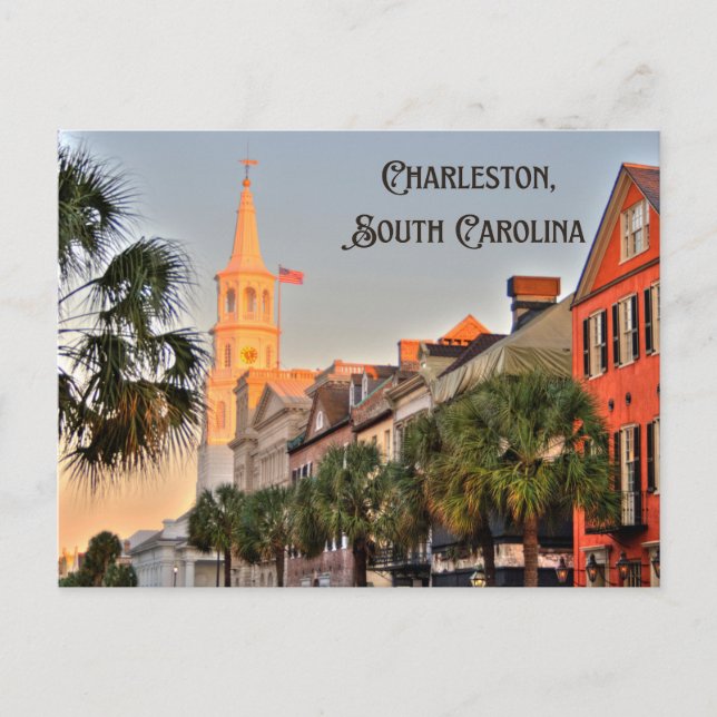 Charleston, South Carolina Sonnenuntergang über de Postkarte (Vorderseite)