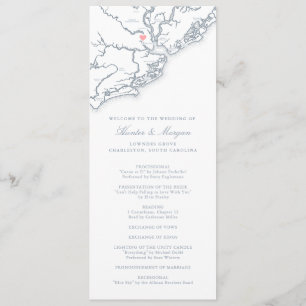 Charleston South Carolina Staubblaue Hochzeit Programm