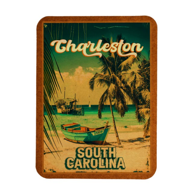 Charleston South Carolina Vintag Retro Souvenir Magnet (Vertikal)