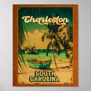 Charleston South Carolina Vintag Retro Souvenir Poster