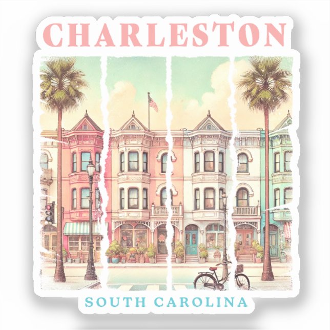 Charleston, South Carolina - Vintage King Street Aufkleber (Vorderseite)
