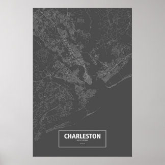 Charleston, South Carolina (weiß auf schwarz) Poster