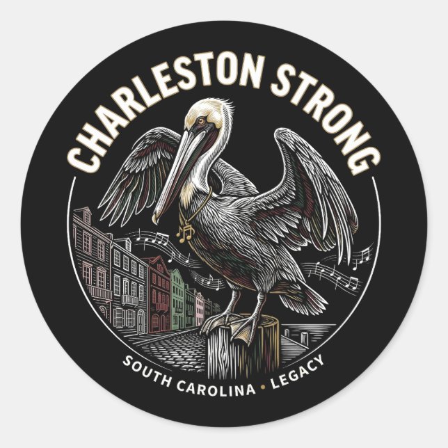 Charleston Strong Pelican Gullah Geechee Cultural  Runder Aufkleber (Vorderseite)