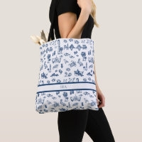 Charleston Toile in der Marine Tote Bag