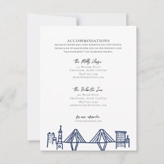 Charleston Toile in Navy Blue Unterkünfte Mitteilungskarte
