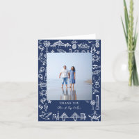 Charleston Toile Marine Merci bleu Carte photo