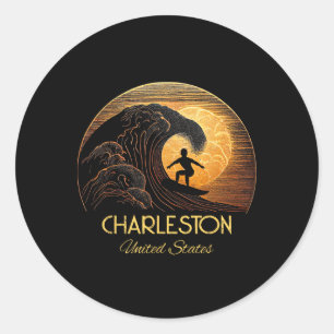 Charleston Vereinigte Staaten Surfen Surfboard Runder Aufkleber