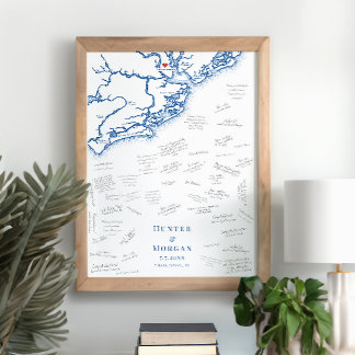 Charleston Wedding Elegante Karte Gästebuchplakat Poster