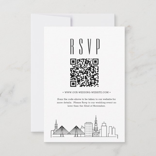Charleston Wedding QR Code UAWG RSVP Karte (Vorderseite)