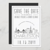 Charleston Wedding Stylized Skyline Save the Date