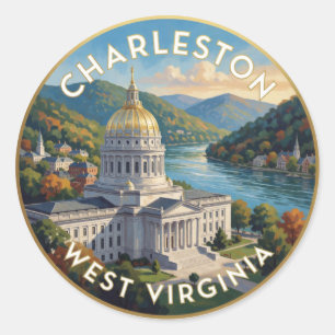 Charleston West Virginia Capitol Runder Aufkleber