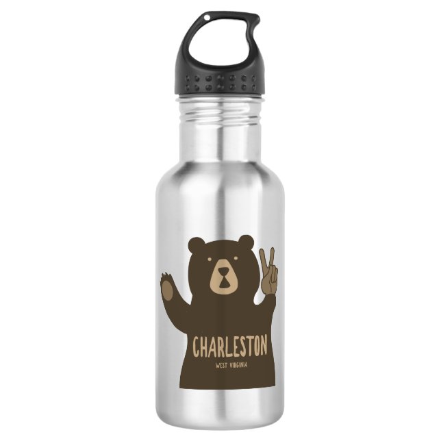 Charleston West Virginia Peace Bear Edelstahlflasche (Vorderseite)