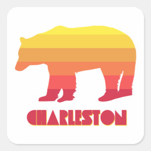 Charleston West Virginia Rainbow Bear Quadratischer Aufkleber