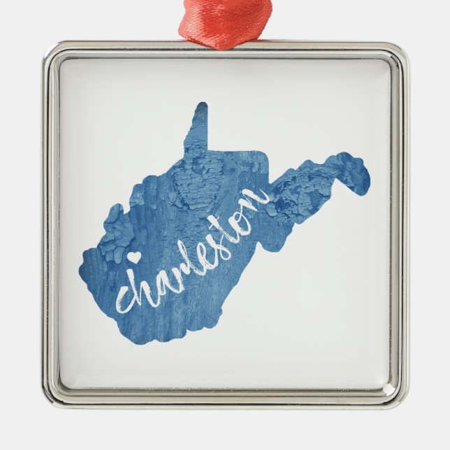 Charleston West Virginia Wood Grain Ornament Aus Metall (Vorne)