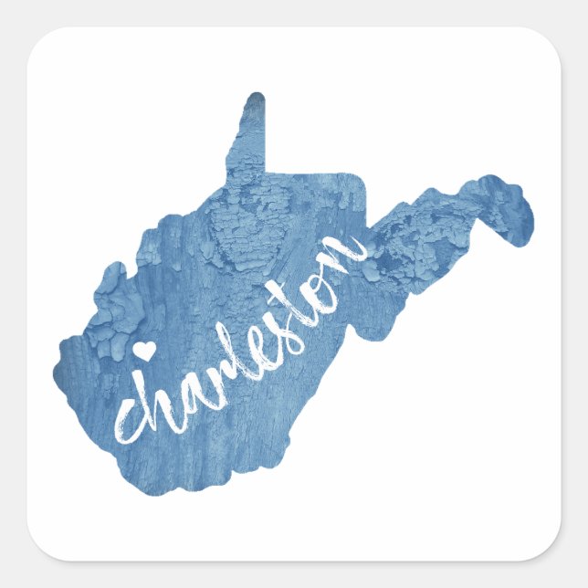 Charleston West Virginia Wood Grain Quadratischer Aufkleber (Vorderseite)