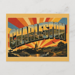 Charleston WV Capitol Kanawha River Hills Kunst Postkarte